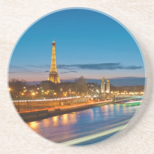 Eiffelturm und Pont Alexandre III nachts Getränkeuntersetzer