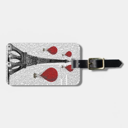 Eiffelturm und Red Hot Air Balloons Gepäckanhänger (Vorderseite horizontal)