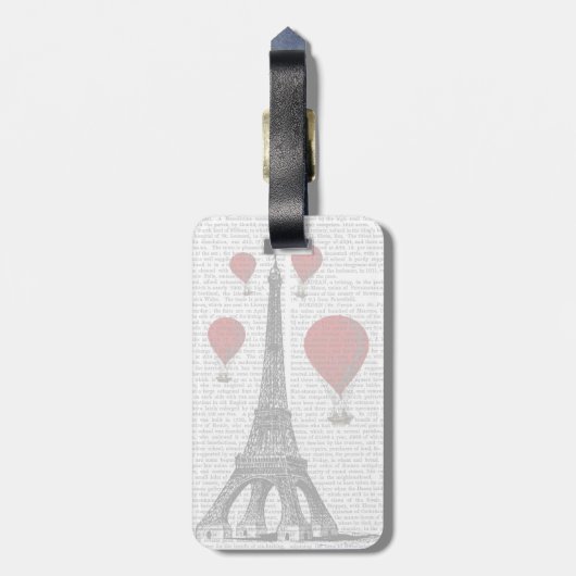 Eiffelturm und Red Hot Air Balloons Gepäckanhänger (Rückseite vertikal)