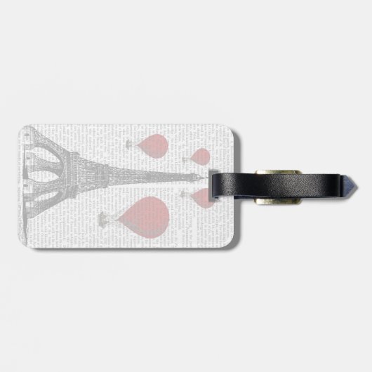 Eiffelturm und Red Hot Air Balloons Gepäckanhänger (Rückseite horizontal)