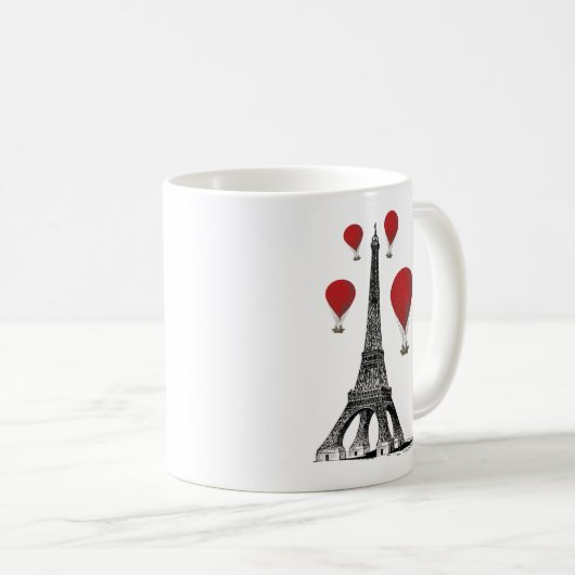 Eiffelturm und Red Hot Air Balloons Kaffeetasse (VorderseiteRechts)