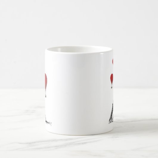 Eiffelturm und Red Hot Air Balloons Kaffeetasse (Mittel)