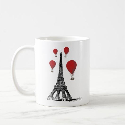 Eiffelturm und Red Hot Air Balloons Kaffeetasse (Links)
