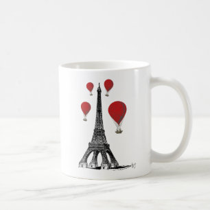 Eiffelturm und Red Hot Air Balloons Kaffeetasse