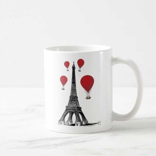 Eiffelturm und Red Hot Air Balloons Kaffeetasse (Rechts)