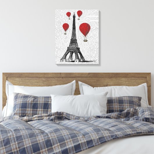 Eiffelturm und Red Hot Air Balloons Leinwanddruck (Insitu (Schlafzimmer))