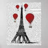Eiffelturm und Red Hot Air Balloons Poster (Vorne)