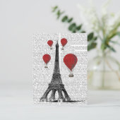 Eiffelturm und Red Hot Air Balloons Postkarte (Stehend Vorderseite)