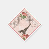 Eiffelturm und rosa Rosenpapier Napkins Serviette (Ecke)