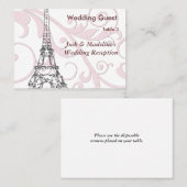 Eiffelturm und Rosa Scroll Empfang Tischkarten Platzkarte (Vorne/Hinten)