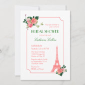 Eiffelturm und Rose Bridal Dusche Einladung (Vorderseite)