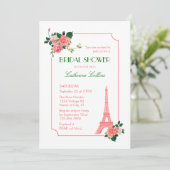 Eiffelturm und Rose Bridal Dusche Einladung (Stehend Vorderseite)