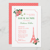Eiffelturm und Rose Bridal Dusche Einladung (Vorne/Hinten)
