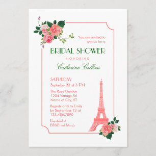 Eiffelturm und Rose Bridal Dusche Einladung