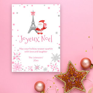 Eiffelturm und Santa Pink Paris Weihnachten
