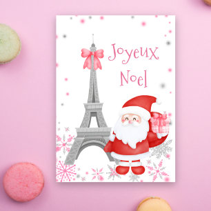 Eiffelturm und Santa Pink Paris Weihnachten