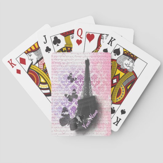 Eiffelturm und Schmetterlinge Spielkarten (Rückseite)