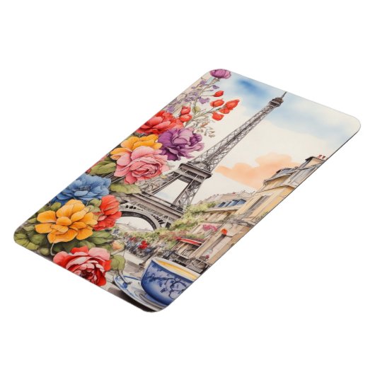 Eiffelturm und schöne Blume 1 Magnet (Linke Seite)
