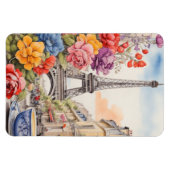 Eiffelturm und schöne Blume 1 Magnet (Horizontal)