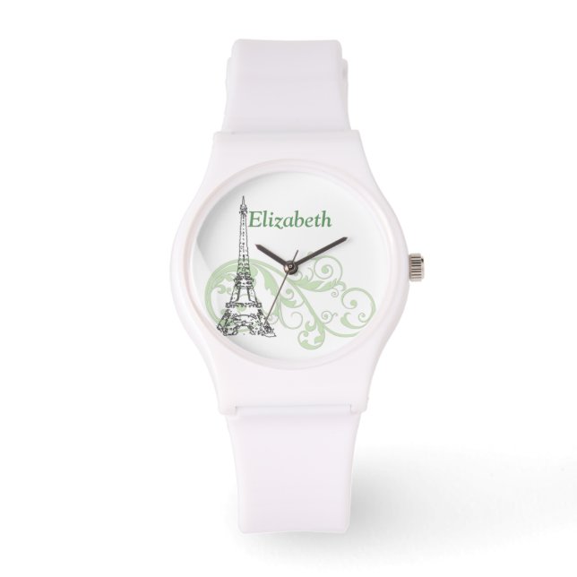 Eiffelturm und Scrolls Armbanduhr (Vorderseite)