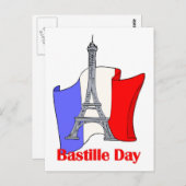 Eiffelturm und T-Shirts unter französischer Flagge Postkarte (Vorne/Hinten)