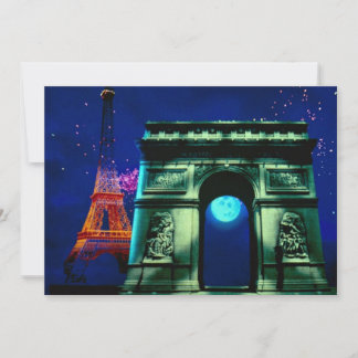 Eiffelturm und Triumphbogen mit Mond