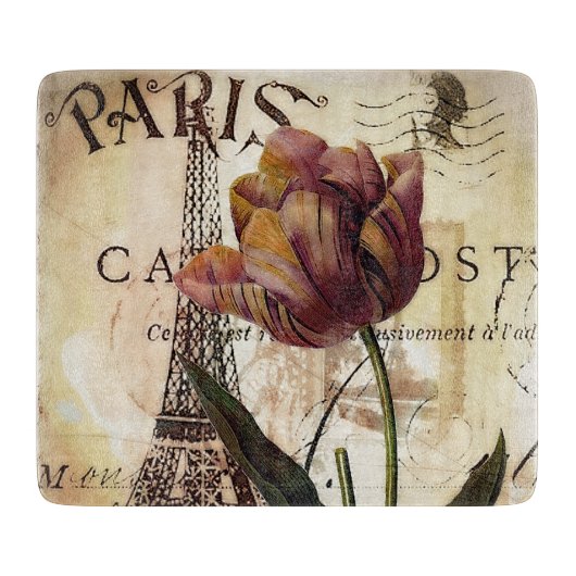 Eiffelturm und Tulpe Schneidebrett (Vorderseite)