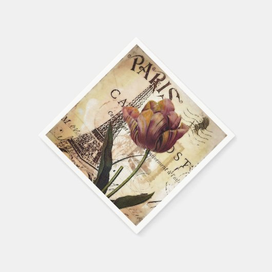 Eiffelturm und Tulpe Serviette (Ecke)