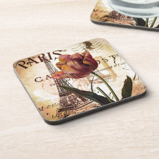 Eiffelturm und Tulpe Untersetzer (Linke Seite)