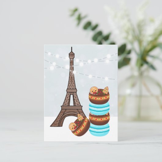 Eiffelturm und Winter Macarons Weihnachten (Stehend Vorderseite)