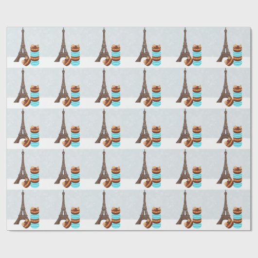 Eiffelturm und Winter Macarons Weihnachten Geschenkpapier (Flach)