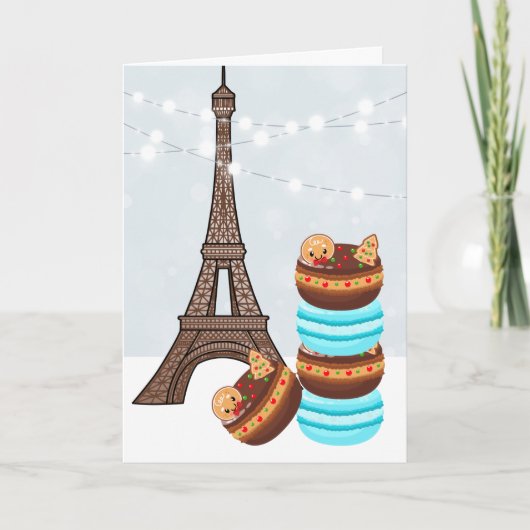 Eiffelturm und Winter Macaroons Weihnachten (Vorderseite)