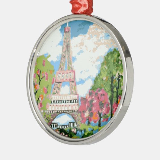 Eiffelturm-Verzierung Silbernes Ornament (Links)