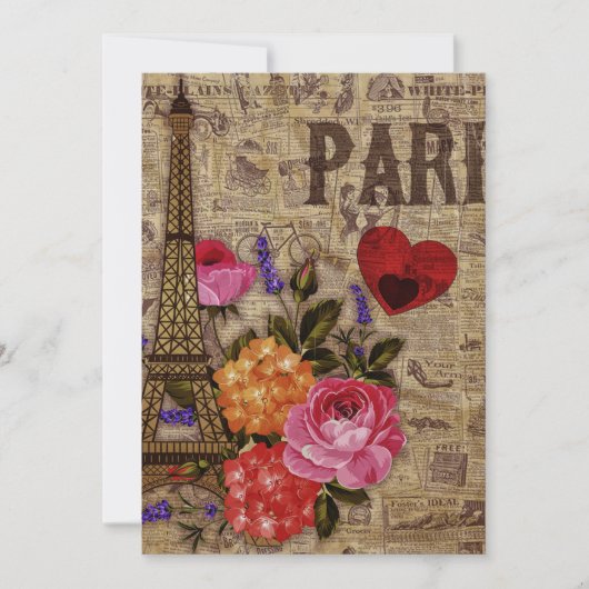 Eiffelturm Vintag Französisch Feiertagskarte (Vorderseite)