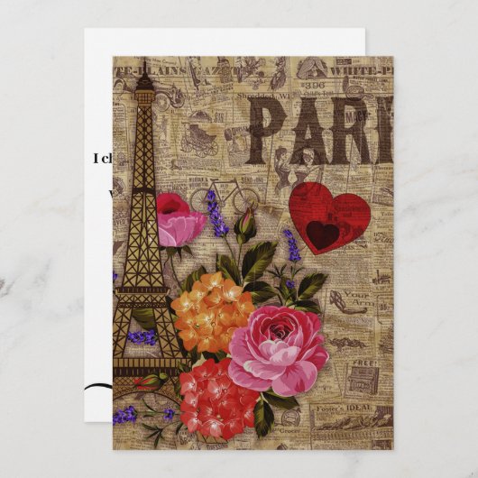 Eiffelturm Vintag Französisch Feiertagskarte (Vorne/Hinten)