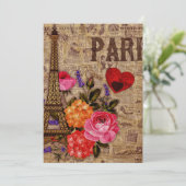 Eiffelturm Vintag Französisch Feiertagskarte (Stehend Vorderseite)