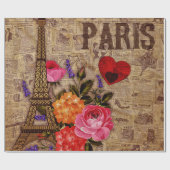 Eiffelturm Vintag Französisch Geschenkpapier (Flach)