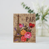 Eiffelturm Vintag Französisch Postkarte (Stehend Vorderseite)