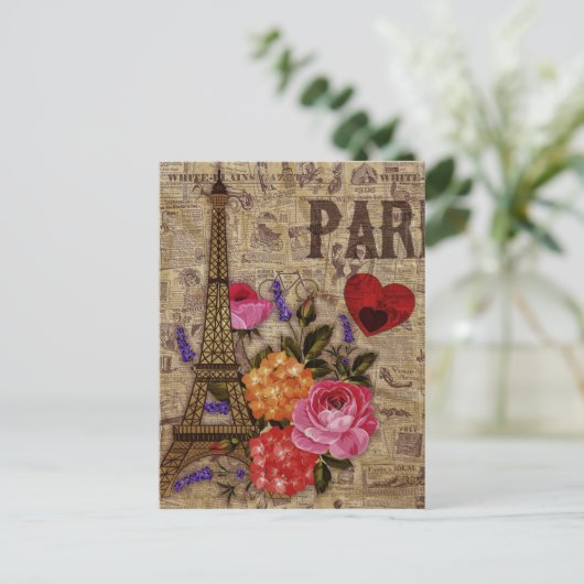 Eiffelturm Vintag Französisch Postkarte (Stehend Vorderseite)
