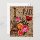Eiffelturm Vintag Französisch Postkarte (Vorne/Hinten)