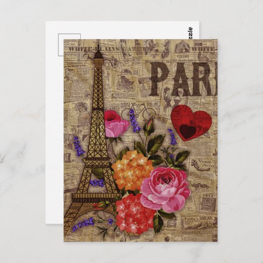 Eiffelturm Vintag Französisch Postkarte (Vorne/Hinten)