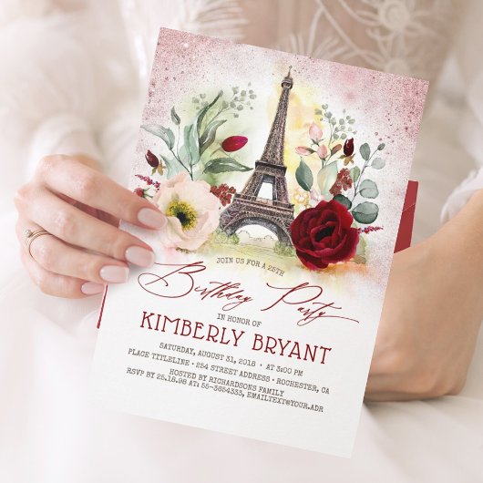 Eiffelturm Vintag Paris Rose Gold Geburtstag Einladung