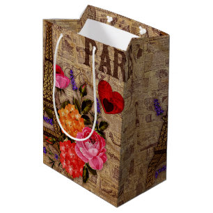 Eiffelturm Vintage Französisch Mittlere Geschenktüte