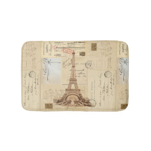 Eiffelturm Vintage Französische Postkarten-Badmatt Badematte