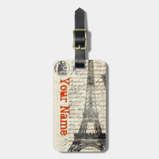 Eiffelturm Vintage französisches Gepäcketikett Gepäckanhänger