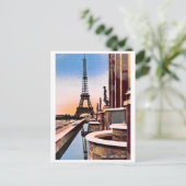 Eiffelturm Vintage Hand farbige Vögel Augenansicht Postkarte (Stehend Vorderseite)