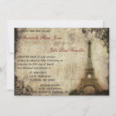 Eiffelturm Vintage Hochzeit Einladung (Vorderseite)