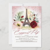 Eiffelturm Vintage Paris-Engagement-Partei Einladung (Vorderseite)