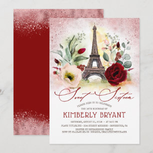 Eiffelturm Vintage Paris Roségold Sweet Sixteen Einladung