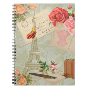 Eiffelturm Vintage Rose Notizblock